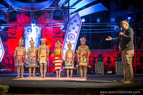 Suku Mentawai Education Foundation's cultural program students and teachers perform at the Indigenous Celebration Festival in Ubud, Bali